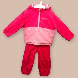 [KID] COLUMBIA Toddler Snowsuit Set 2T Pink | Reversible Jacket & Pants